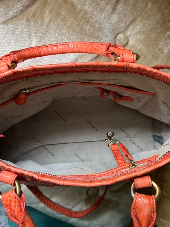 Brahmin | Bags | Brahmin Melbourne Debra Croc Embossed  Orange Brahmin Leather Satchel Croc Embossed + Dust Bag